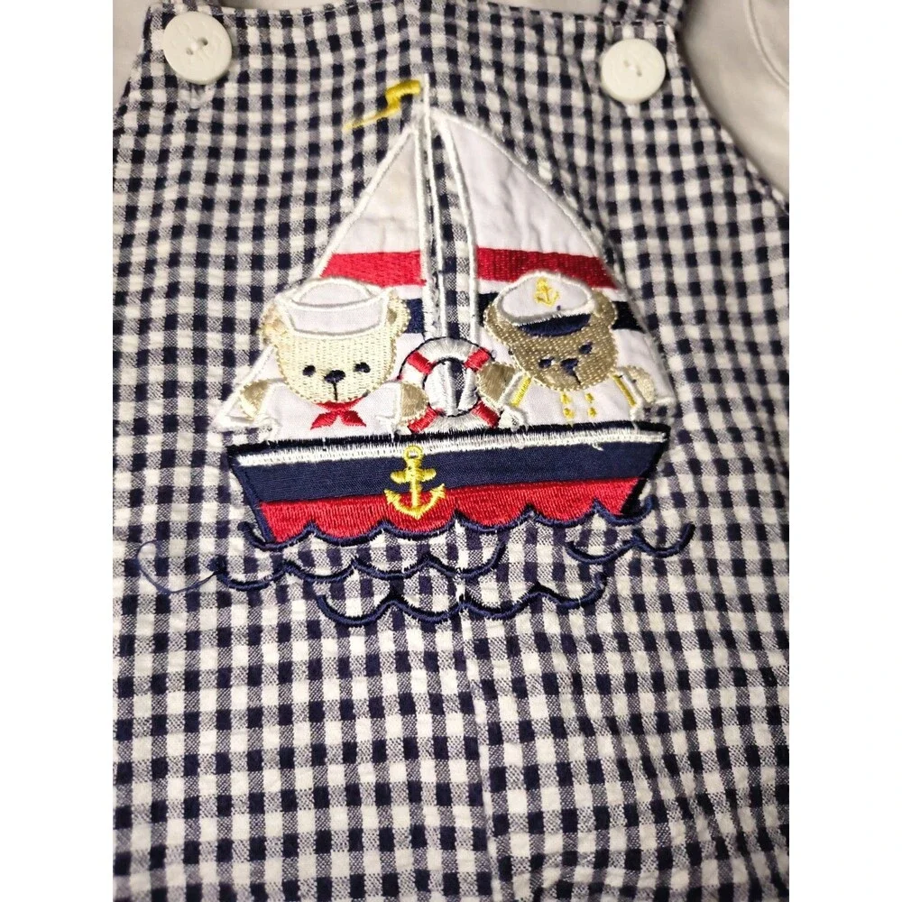 Vtg Sesame Street Collab Good Lad Nautical Theme Overalls & Shirt 3-6 Months